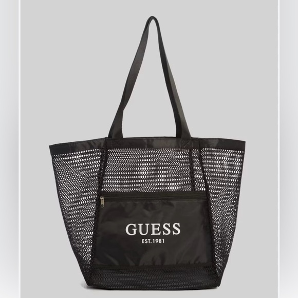 Guess Black Mesh Carryall Tote Bag - Picture 1 of 9